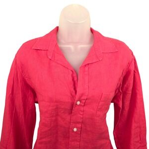 Frank & Eileen Linen Button Down Shirt‎ Long Sleeve Casual Top Pink Small